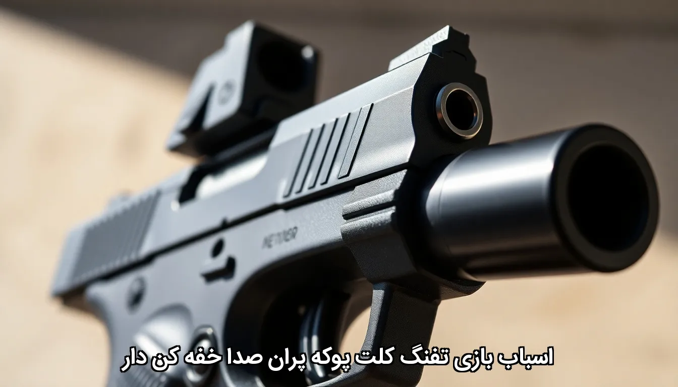 اسباب بازی تفنگ کلت پوکه پران صدا خفه کن دار